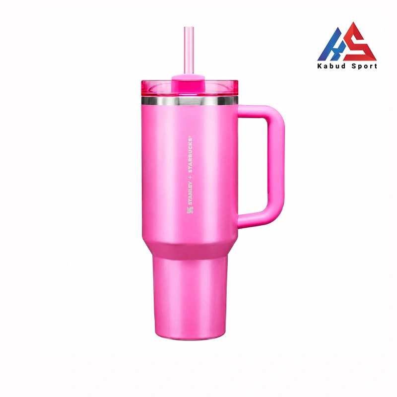Stanley-Quencher-Tumbler-211157 ماگ استنلی + استارباکس مدل Quencher Tumbler صورتی متالیک - Image 1