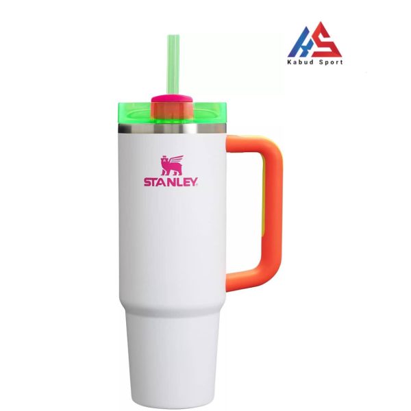 ماگ استنلی ۱.18L مدل Quencher H2.O Tumbler سفید نارنجی