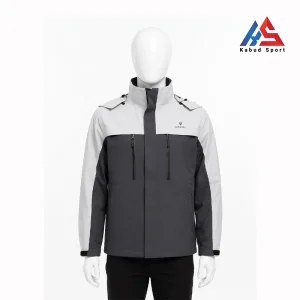 نمای جلو کاپشن بادگیر مردانه کاراکال C3102A سفید مشکی