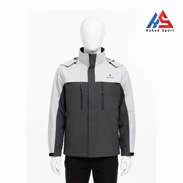 نمای جلو کاپشن بادگیر مردانه کاراکال C3102A سفید مشکی