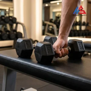 دسته فلزی آجدار ضد لغزش دمبل شش ضلعی بدنسازی