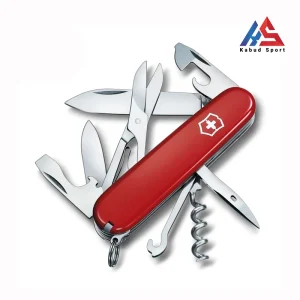 جزییات بدنه قرمز رنگ ABS و لوگوی سپر چاقو Victorinox مدل CAMPER 1.3613
